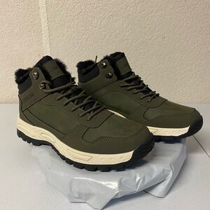Men's Army Green Winter Snow High-Top Hiking Boots